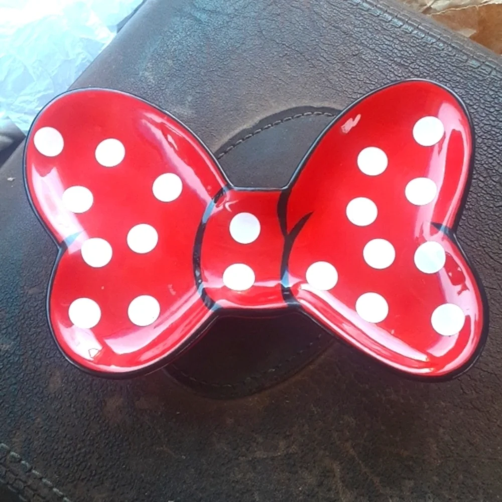 Red Polka Dot Bow Trinket Dish